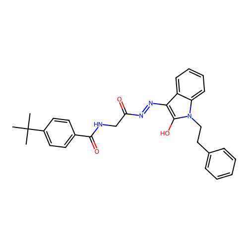 4-TERT-BUTYL-N-({N'-[(3E)-2-OXO-1-(2-PHENYLETHYL)-2,3-DIHYDRO-1H-INDOL-3-YLIDENE]HYDRAZINECARBONYL}METHYL)BENZAMIDE structure
