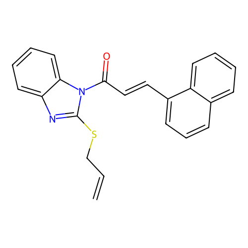 (2E)-3-naphthyl-1-(2-prop-2-enylthiobenzimidazolyl)prop-2-en-1-one structure
