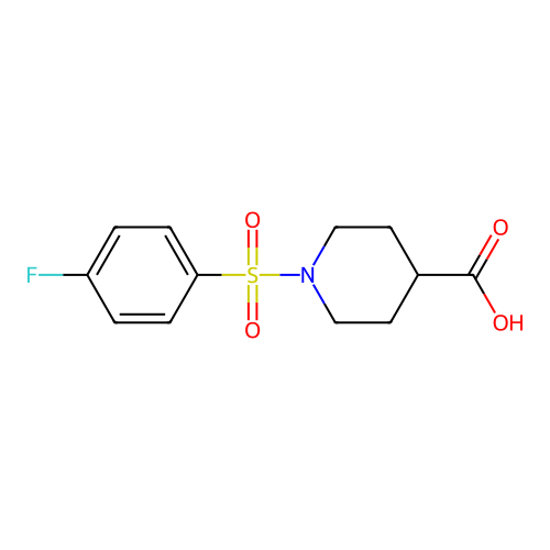 1-[(4-Fluorophenyl)sulfonyl]-4-piperidinecarboxylic acid structure