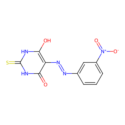 5-[2-(3-nitrophenyl)hydrazinylidene]-2-thioxodihydropyrimidine-4,6(1H,5H)-dione structure