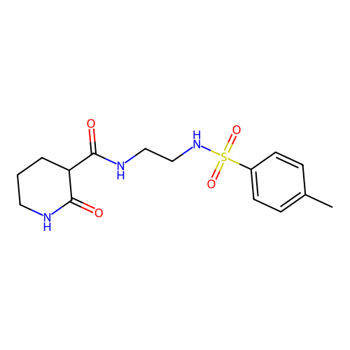 N-(2-{[(4-methylphenyl)sulfonyl]amino}ethyl)-2-oxopiperidine-3-carboxamide structure