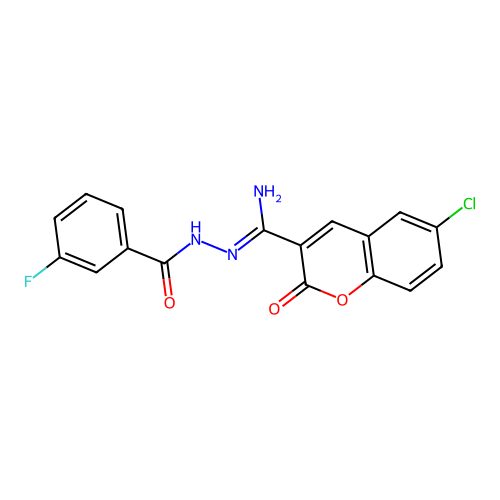 N'-[(1Z)-amino(6-chloro-2-oxo-2H-chromen-3-yl)methylidene]-3-fluorobenzohydrazide structure