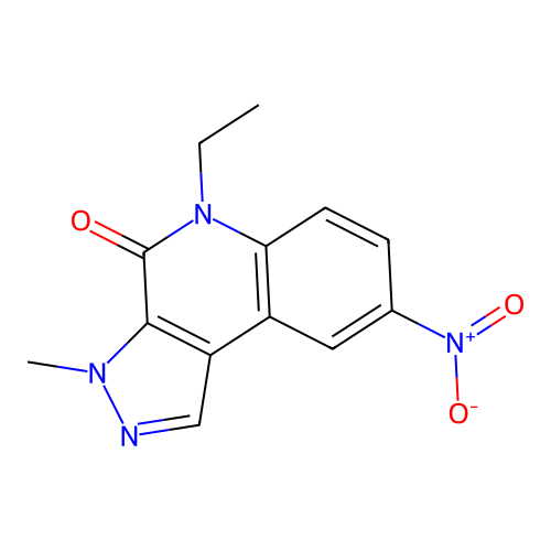 5-ethyl-3-methyl-8-nitro-3H-pyrazolo[3,4-c]quinolin-4(5H)-one structure