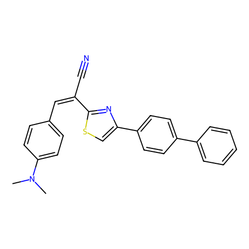 (2Z)-2-[4-(biphenyl-4-yl)-1,3-thiazol-2-yl]-3-[4-(dimethylamino)phenyl]prop-2-enenitrile structure