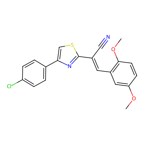 (E)-2-(4-(4-chlorophenyl)thiazol-2-yl)-3-(2,5-dimethoxyphenyl)acrylonitrile structure