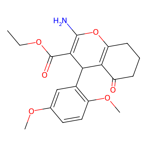 ethyl 2-amino-4-(2,5-dimethoxyphenyl)-5-oxo-5,6,7,8-tetrahydro-4H-chromene-3-carboxylate structure