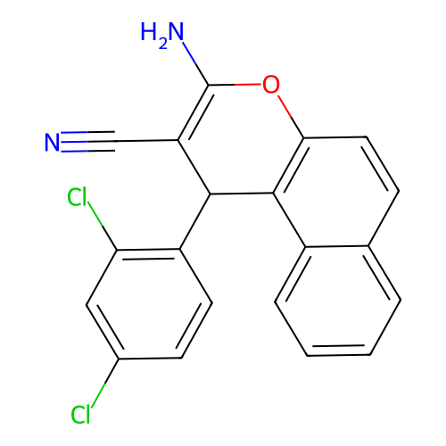 3-amino-1-(2,4-dichlorophenyl)-1H-benzo[f]chromene-2-carbonitrile structure