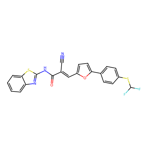 N-benzothiazol-2-yl-2-cyano-3-[5-[4-(difluoromethylsulfanyl)phenyl]-2-furyl]prop-2-enamide structure