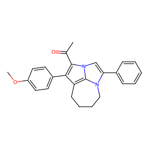 1-(1-(4-methoxyphenyl)-4-phenyl-5,6,7,8-tetrahydro-2a,4a-diazacyclopenta[cd]azulen-2-yl)ethanone structure