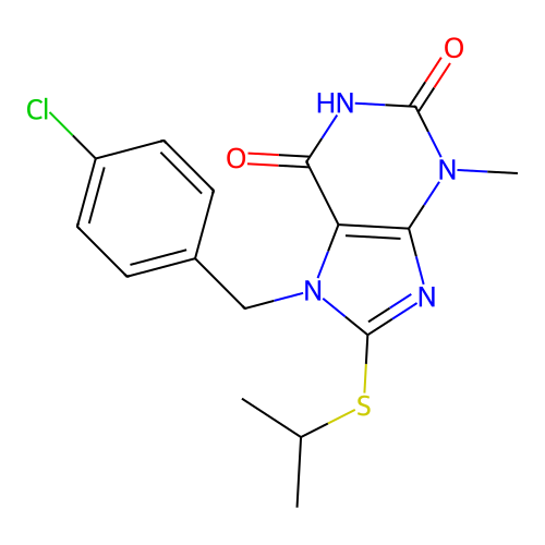 7-(4-Chloro-benzyl)-8-isopropylsulfanyl-3-methyl-3,7-dihydro-purine-2,6-dione structure