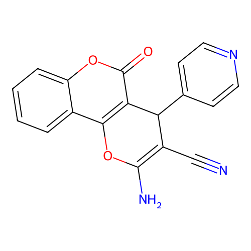 2-amino-5-oxo-4-(4-pyridyl)-4H-pyrano[3,2-c]chromene-3-carbonitrile structure