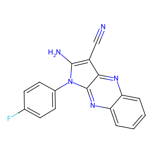 2-amino-1-(4-fluorophenyl)-1H-pyrrolo[2,3-b]quinoxaline-3-carbonitrile structure