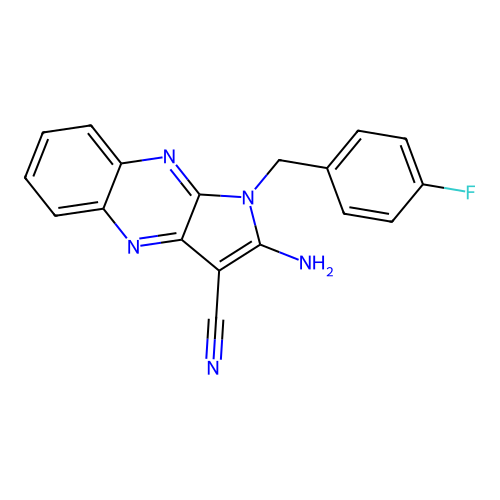 2-amino-1-(4-fluorobenzyl)-1H-pyrrolo[2,3-b]quinoxaline-3-carbonitrile structure