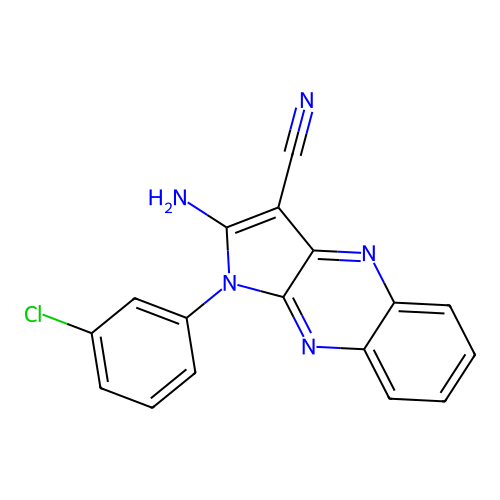 2-amino-1-(3-chlorophenyl)-1H-pyrrolo[2,3-b]quinoxaline-3-carbonitrile structure