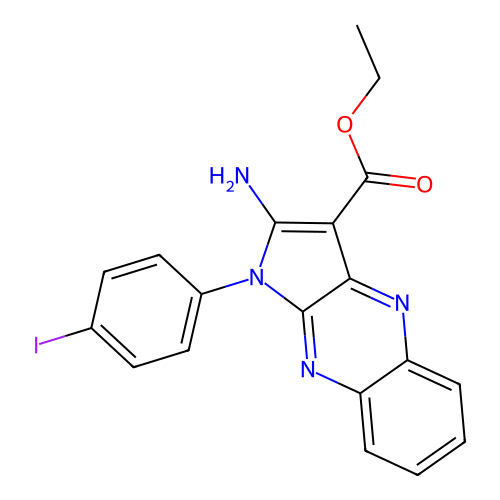 ethyl 2-amino-1-(4-iodophenyl)-1H-pyrrolo[2,3-b]quinoxaline-3-carboxylate structure