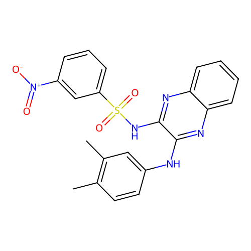 N-(3-((3,4-dimethylphenyl)amino)quinoxalin-2-yl)-3-nitrobenzenesulfonamide structure