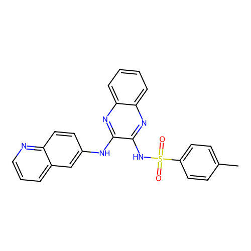 4-methyl-N-[3-(quinolin-6-ylamino)quinoxalin-2-yl]benzenesulfonamide structure