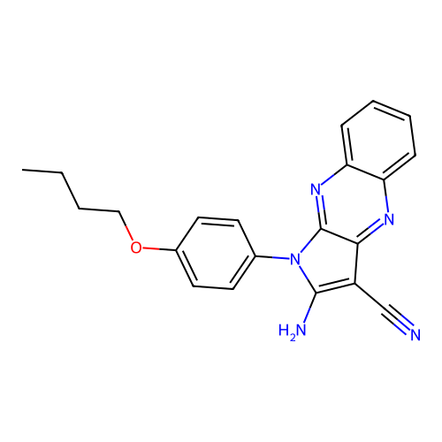 2-amino-1-(4-butoxyphenyl)-1H-pyrrolo[2,3-b]quinoxaline-3-carbonitrile structure