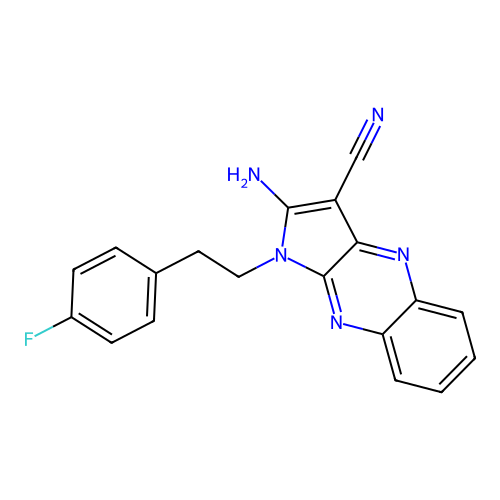 2-amino-1-[2-(4-fluorophenyl)ethyl]-1H-pyrrolo[2,3-b]quinoxaline-3-carbonitrile structure