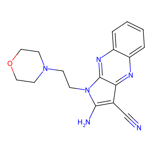 2-amino-1-[2-(morpholin-4-yl)ethyl]-1H-pyrrolo[2,3-b]quinoxaline-3-carbonitrile structure