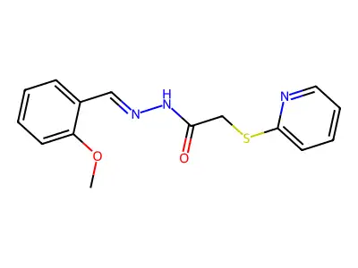 N-[(E)-(2-methoxyphenyl)methylideneamino]-2-pyridin-2-ylsulfanylacetamide structure