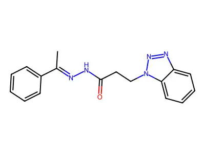 3-(1H-Benzo[d][1,2,3]triazol-1-yl)-N'-(1-phenylethylidene)propanehydrazide structure