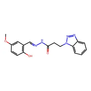3-(1-benzotriazolyl)-N'-[(3-methoxy-6-oxo-1-cyclohexa-2,4-dienylidene)methyl]propanehydrazide structure