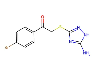 2-((5-Amino-1H-1,2,4-triazol-3-YL)thio)-1-(4-bromophenyl)ethanone structure
