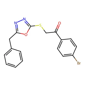 2-((5-Benzyl-1,3,4-oxadiazol-2-yl)thio)-1-(4-bromophenyl)ethanone structure