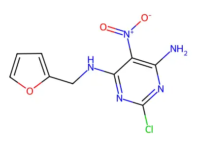 2-chloro-N4-(furan-2-ylmethyl)-5-nitropyrimidine-4,6-diamine structure