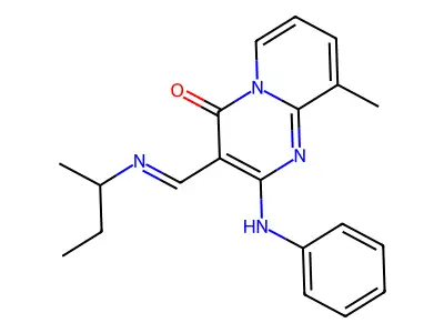 (E)-3-((sec-butylimino)methyl)-9-methyl-2-(phenylamino)-4H-pyrido[1,2-a]pyrimidin-4-one structure