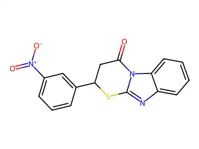2-(3-nitrophenyl)-2,3-dihydro-4H-[1,3]thiazino[3,2-a]benzimidazol-4-one structure