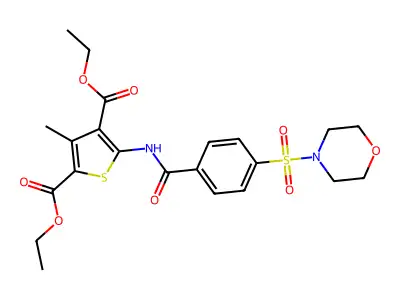 Diethyl 3-methyl-5-(4-(morpholinosulfonyl)benzamido)thiophene-2,4-dicarboxylate structure