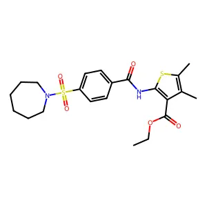Ethyl 2-(4-(azepan-1-ylsulfonyl)benzamido)-4,5-dimethylthiophene-3-carboxylate structure
