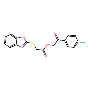 2-(4-Fluorophenyl)-2-oxoethyl (1,3-benzoxazol-2-ylsulfanyl)acetate structure