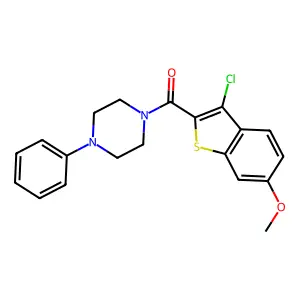3-Chloro-6-methoxybenzo[b]thiophen-2-yl 4-phenylpiperazinyl ketone structure