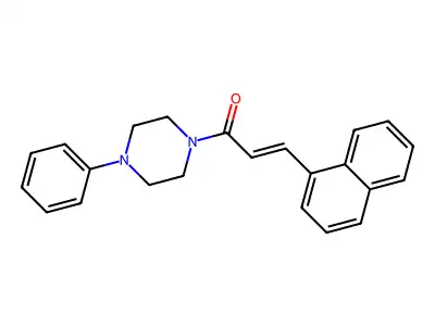 (2E)-3-naphthyl-1-(4-phenylpiperazinyl)prop-2-en-1-one structure