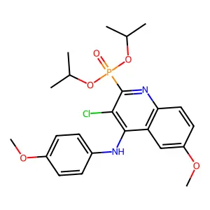 3-chloro-2-di(propan-2-yloxy)phosphoryl-6-methoxy-N-(4-methoxyphenyl)quinolin-4-amine structure