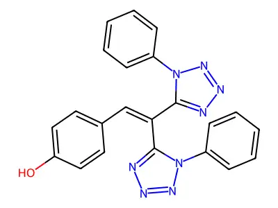 4-(2,2-bis(1-phenyl-1H-tetrazol-5-yl)vinyl)phenol structure