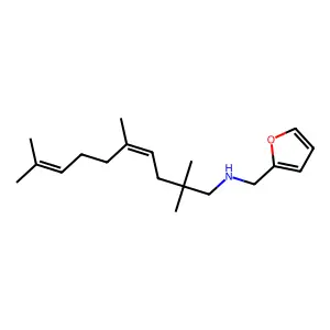 (4E)-N-(furan-2-ylmethyl)-2,2,5,9-tetramethyldeca-4,8-dien-1-amine structure
