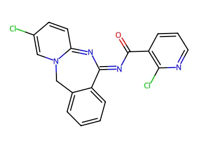 2-chloro-N-(2-chloro-11H-pyrido[1,2-b][2,4]benzodiazepin-6-ylidene)pyridine-3-carboxamide structure