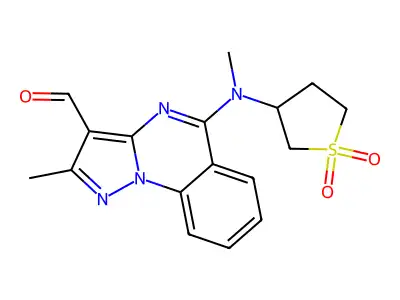 5-[(1,1-dioxothiolan-3-yl)-methylamino]-2-methylpyrazolo[1,5-a]quinazoline-3-carbaldehyde structure