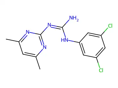 N-(3,5-dichlorophenyl)-N'-(4,6-dimethylpyrimidin-2-yl)guanidine structure