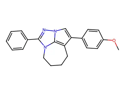 4-(4-methoxyphenyl)-1-phenyl-5,6,7,8-tetrahydro-2,2a,8a-triazacyclopenta[cd]azulene structure