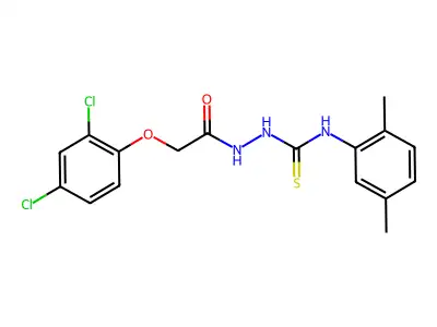 (E)-2-(2-(2,4-dichlorophenoxy)acetyl)-N-(2,5-dimethylphenyl)hydrazinecarbimidothioic acid structure