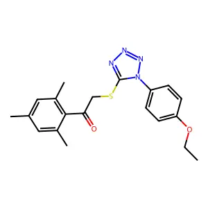 2-((1-(4-ethoxyphenyl)-1H-tetrazol-5-yl)thio)-1-mesitylethanone structure