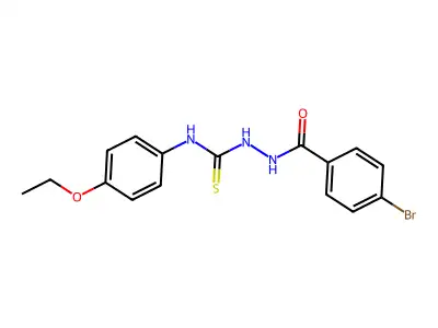 (Z)-2-(4-bromobenzoyl)-N-(4-ethoxyphenyl)hydrazinecarbimidothioic acid structure