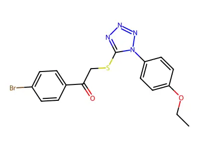 1-(4-bromophenyl)-2-{[1-(4-ethoxyphenyl)-1H-1,2,3,4-tetrazol-5-yl]sulfanyl}ethan-1-one structure