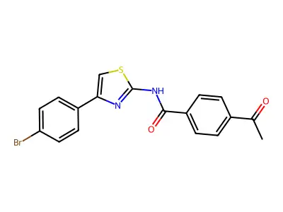 4-acetyl-N-[4-(4-bromophenyl)-1,3-thiazol-2-yl]benzamide structure