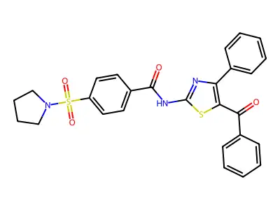N-(5-benzoyl-4-phenylthiazol-2-yl)-4-(pyrrolidin-1-ylsulfonyl)benzamide structure